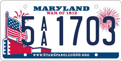 MD license plate 5AA1703