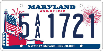 MD license plate 5AA1721