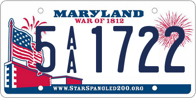 MD license plate 5AA1722