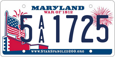 MD license plate 5AA1725