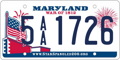 MD license plate 5AA1726