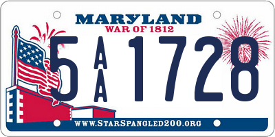 MD license plate 5AA1728