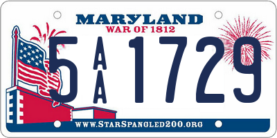 MD license plate 5AA1729