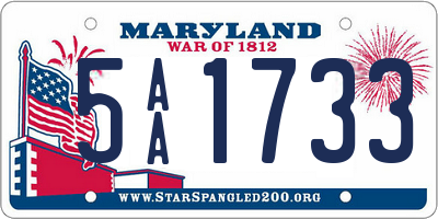 MD license plate 5AA1733