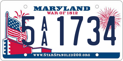 MD license plate 5AA1734