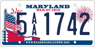 MD license plate 5AA1742