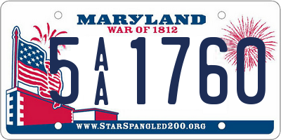 MD license plate 5AA1760