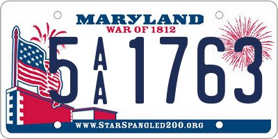 MD license plate 5AA1763