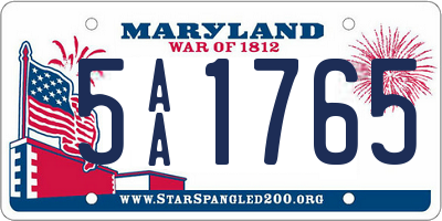 MD license plate 5AA1765