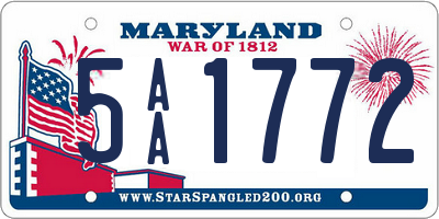 MD license plate 5AA1772