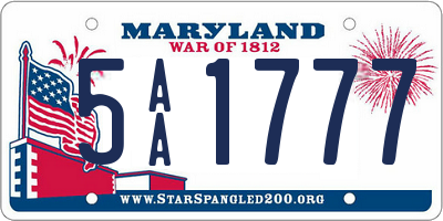 MD license plate 5AA1777