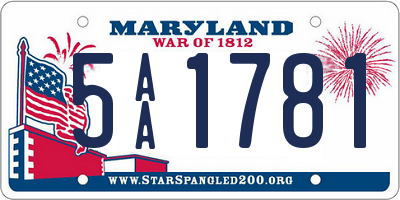 MD license plate 5AA1781