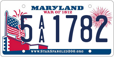 MD license plate 5AA1782