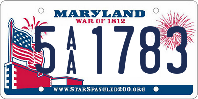 MD license plate 5AA1783