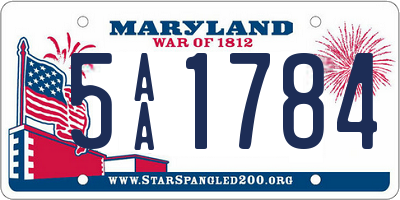 MD license plate 5AA1784