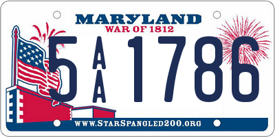 MD license plate 5AA1786