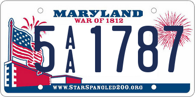 MD license plate 5AA1787