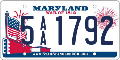 MD license plate 5AA1792