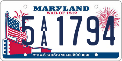 MD license plate 5AA1794