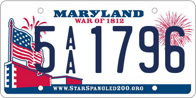 MD license plate 5AA1796