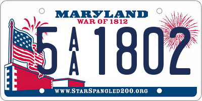 MD license plate 5AA1802