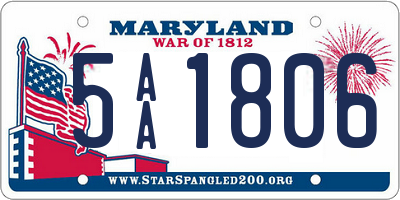 MD license plate 5AA1806