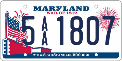 MD license plate 5AA1807