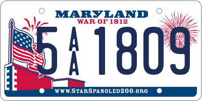 MD license plate 5AA1809