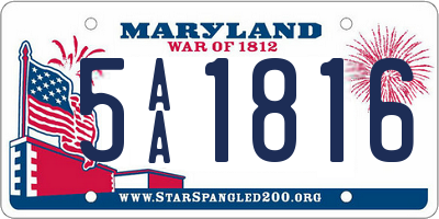 MD license plate 5AA1816
