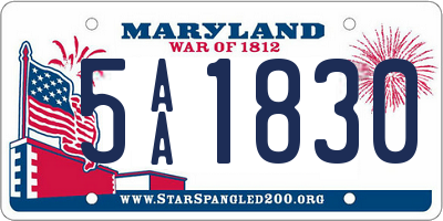 MD license plate 5AA1830