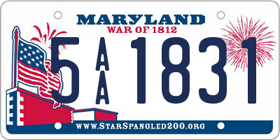 MD license plate 5AA1831