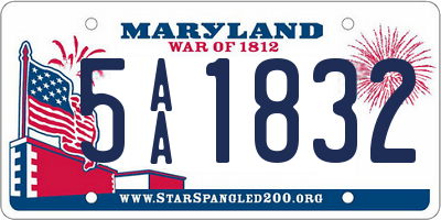 MD license plate 5AA1832