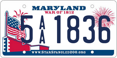 MD license plate 5AA1836