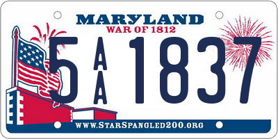 MD license plate 5AA1837