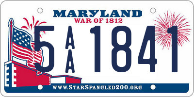 MD license plate 5AA1841