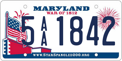 MD license plate 5AA1842