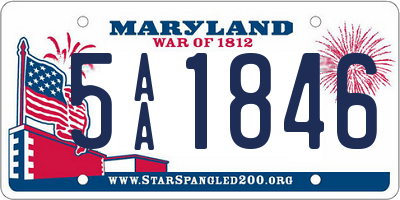 MD license plate 5AA1846