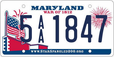 MD license plate 5AA1847