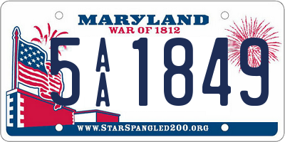 MD license plate 5AA1849