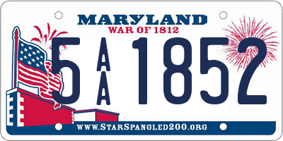 MD license plate 5AA1852