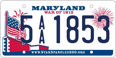 MD license plate 5AA1853