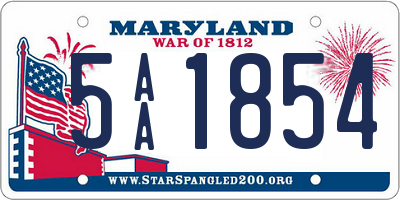 MD license plate 5AA1854