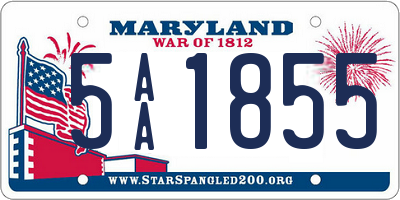 MD license plate 5AA1855