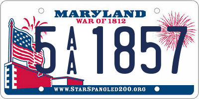 MD license plate 5AA1857