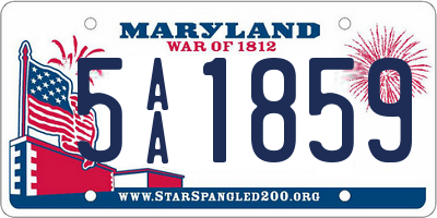 MD license plate 5AA1859