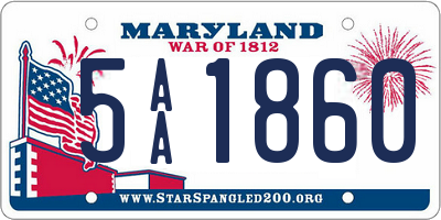 MD license plate 5AA1860