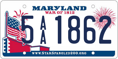 MD license plate 5AA1862