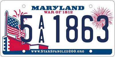 MD license plate 5AA1863