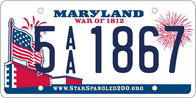 MD license plate 5AA1867