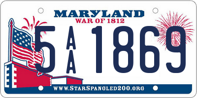 MD license plate 5AA1869